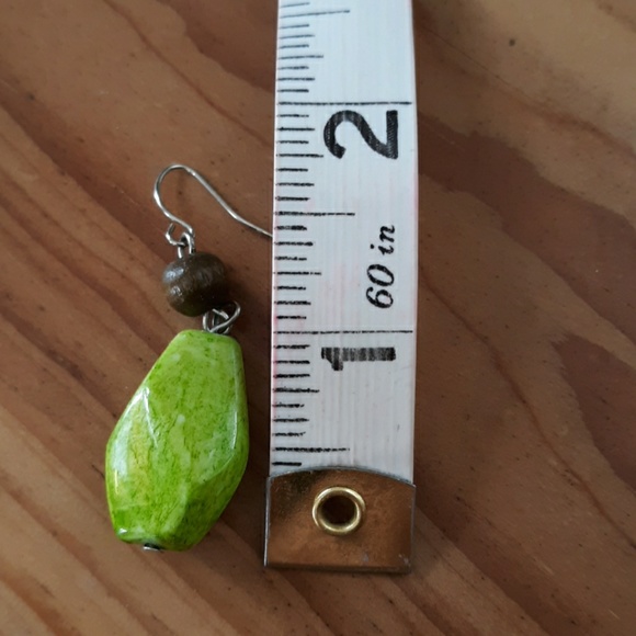 Lime Green Bead Earrings - Picture 4 of 5
